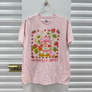 Strawberry Shortcake Naturally Sweet Pink Graphic T-Shirt Large Mad Engine Retro